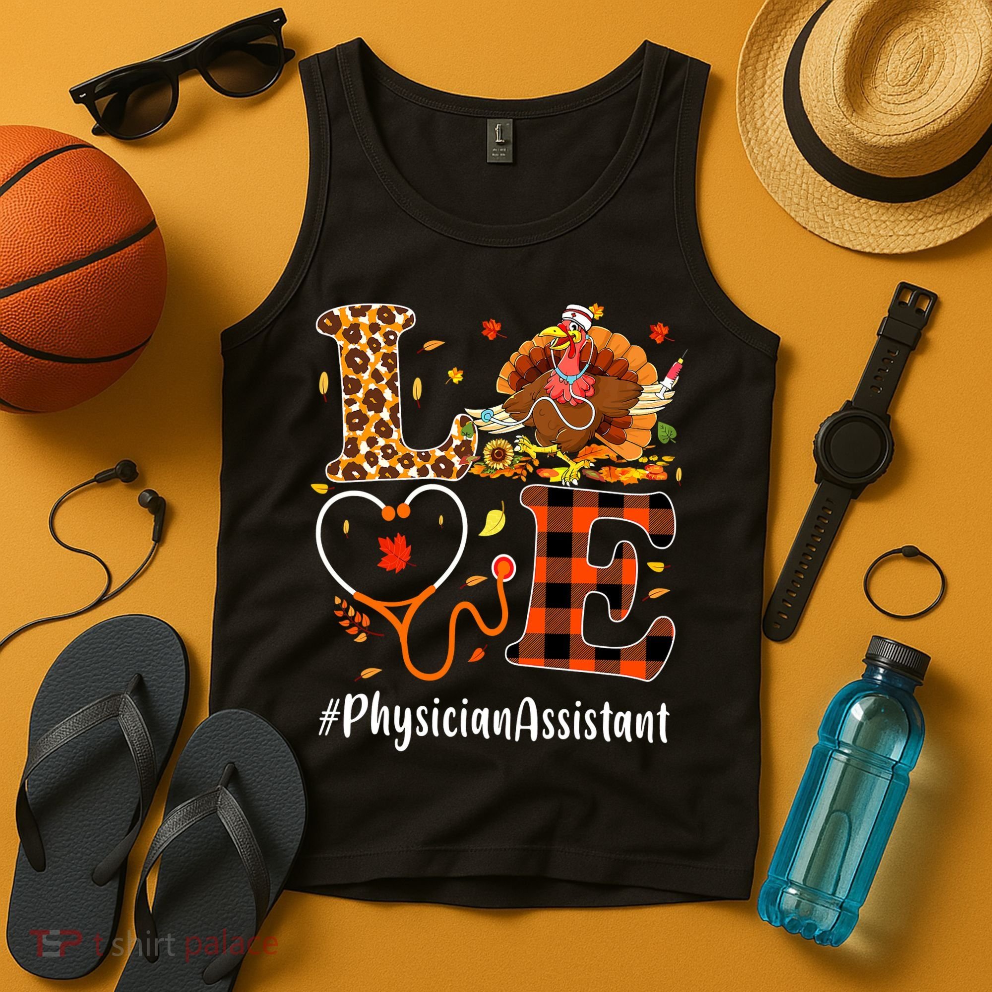 Thanksgiving Love Physician Assistant Leopard Funny Tank Top