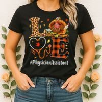 Thanksgiving Love Physician Assistant Leopard Funny Women's T-Shirt thumb 2