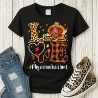 Thanksgiving Love Physician Assistant Leopard Funny Women's T-Shirt thumb 3
