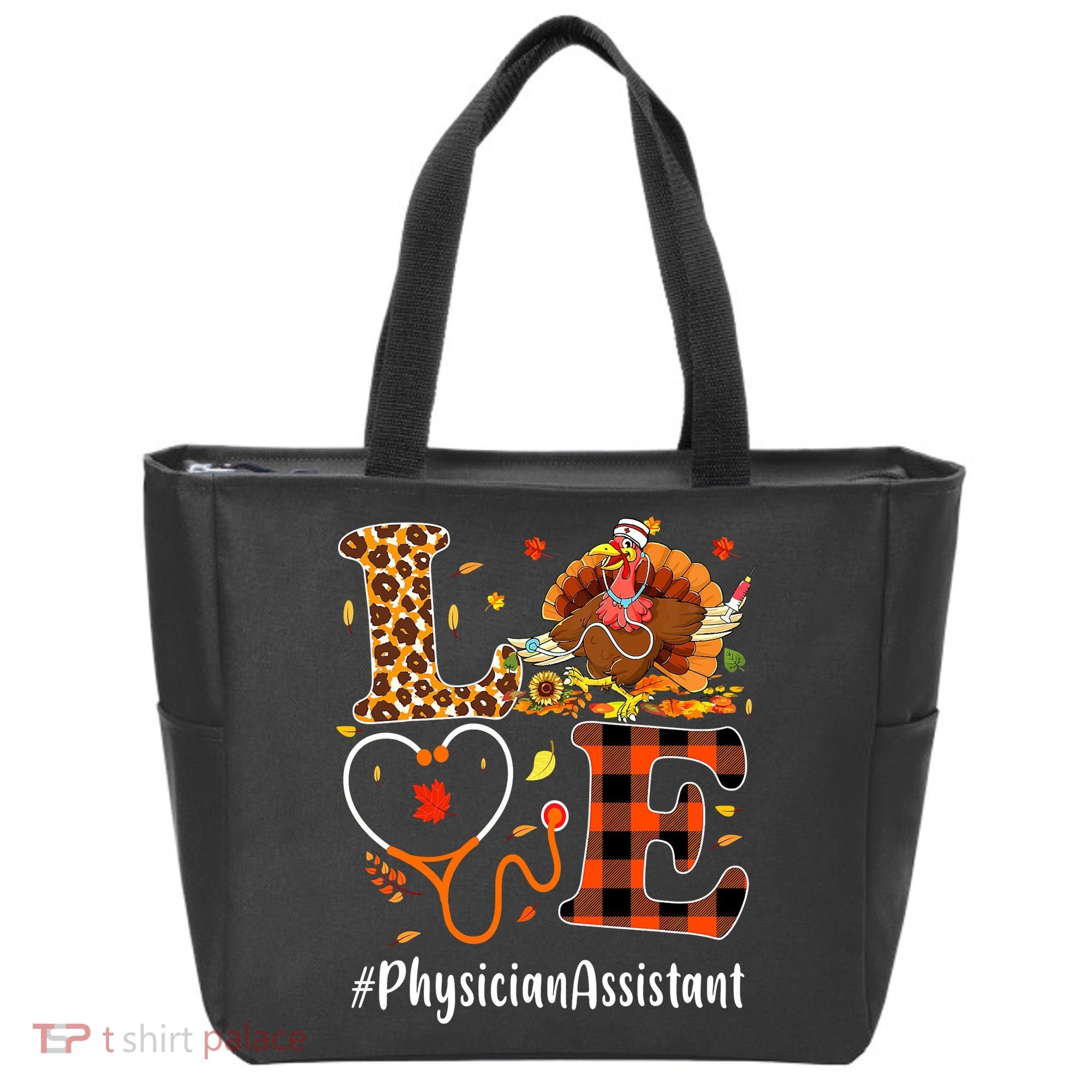 Thanksgiving Love Physician Assistant Leopard Funny Tote Bag