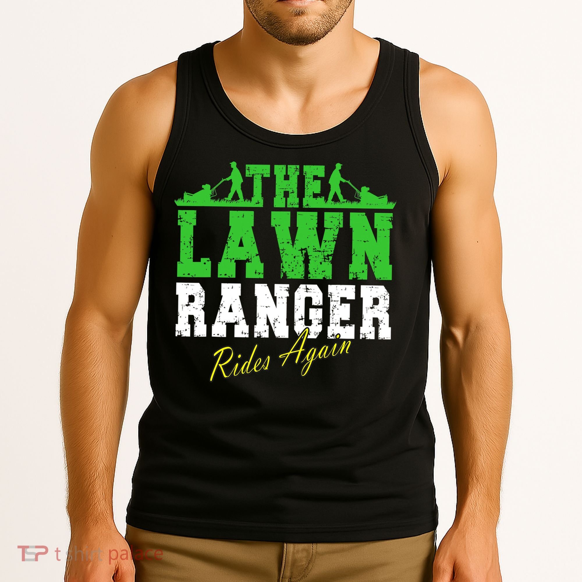 The Lawn Ranger Rides Again Lawn Mower Golf Tank Top