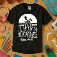 The Lawn Ranger Rides Again Funny Lawn Caretaker Gift Kids T-Shirt thumb 3