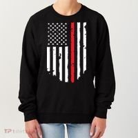 Thin Line Red American USA Flag Shirts Pocket Firefighter Tee Women's Sweatshirt thumb 0