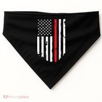 Thin Line Red American USA Flag Shirts Pocket Firefighter Tee USA-Made Doggie Bandana thumb 0
