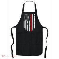 Thin Line Red American USA Flag Shirts Pocket Firefighter Tee Apron thumb 0