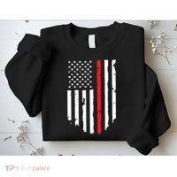 Thin Line Red American USA Flag Shirts Pocket Firefighter Tee Sweatshirt thumb 2