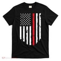 Thin Line Red American USA Flag Shirts Pocket Firefighter Tee T-Shirt thumb 0
