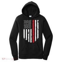Thin Line Red American USA Flag Shirts Pocket Firefighter Tee Women's Hoodie thumb 0