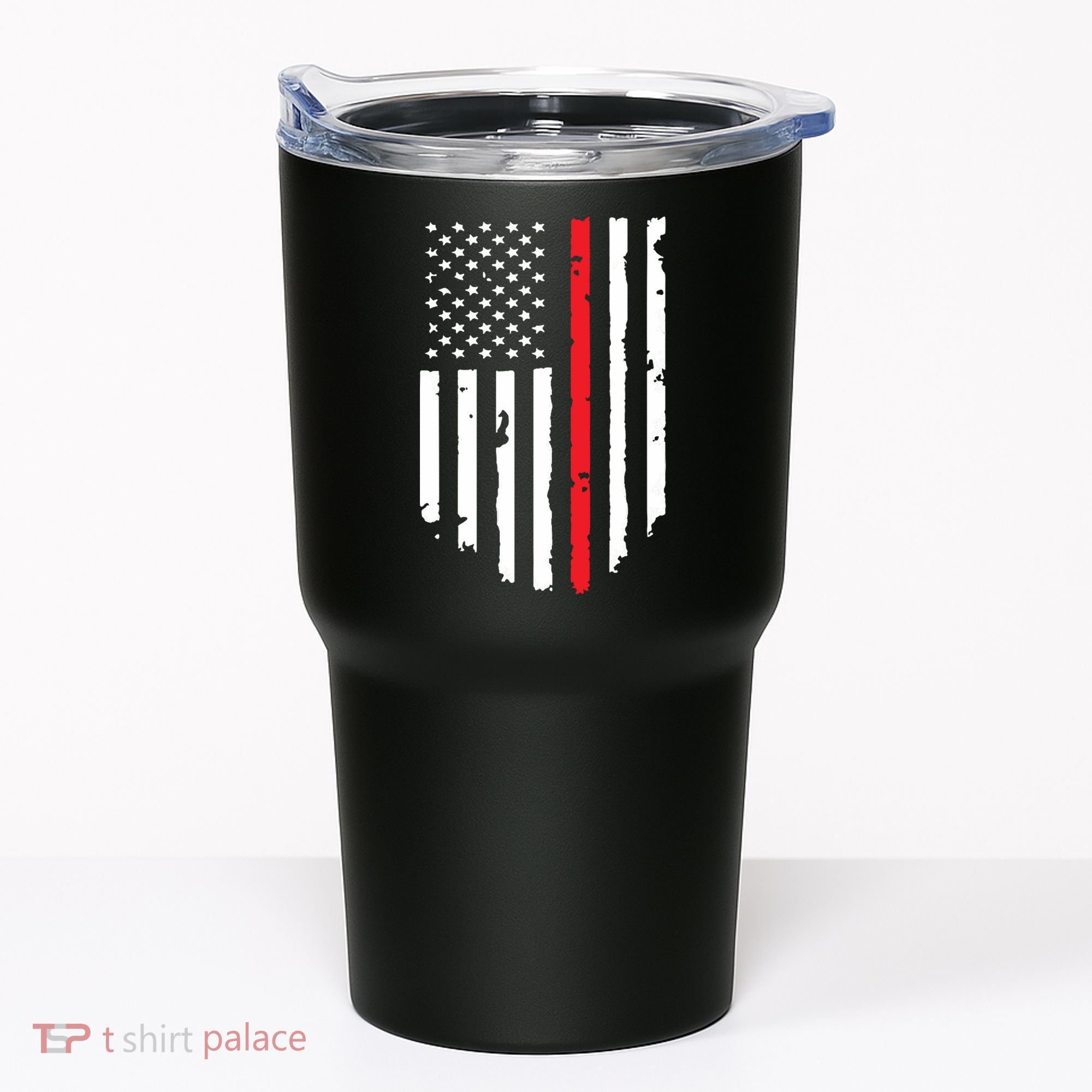 Thin Line Red American USA Flag Shirts Pocket Firefighter Tee Tumbler