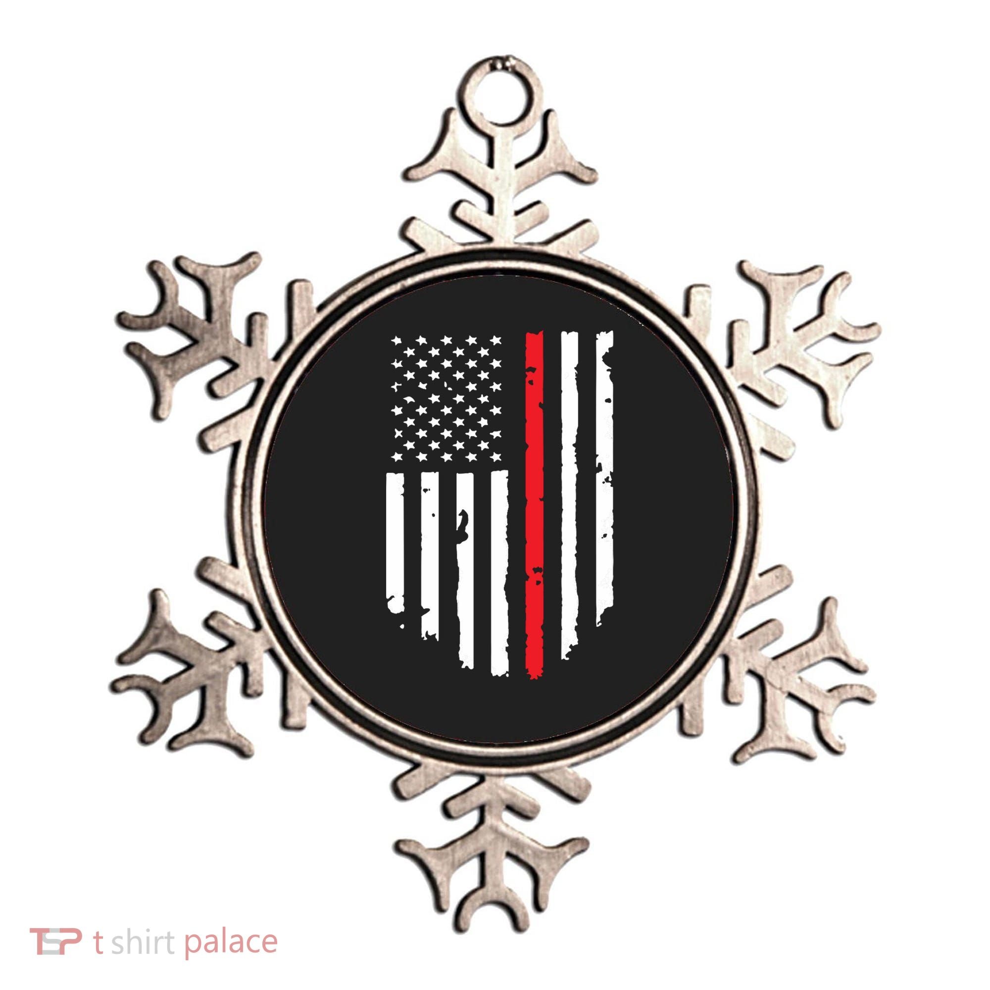 Thin Line Red American USA Flag Shirts Pocket Firefighter Tee Ornament