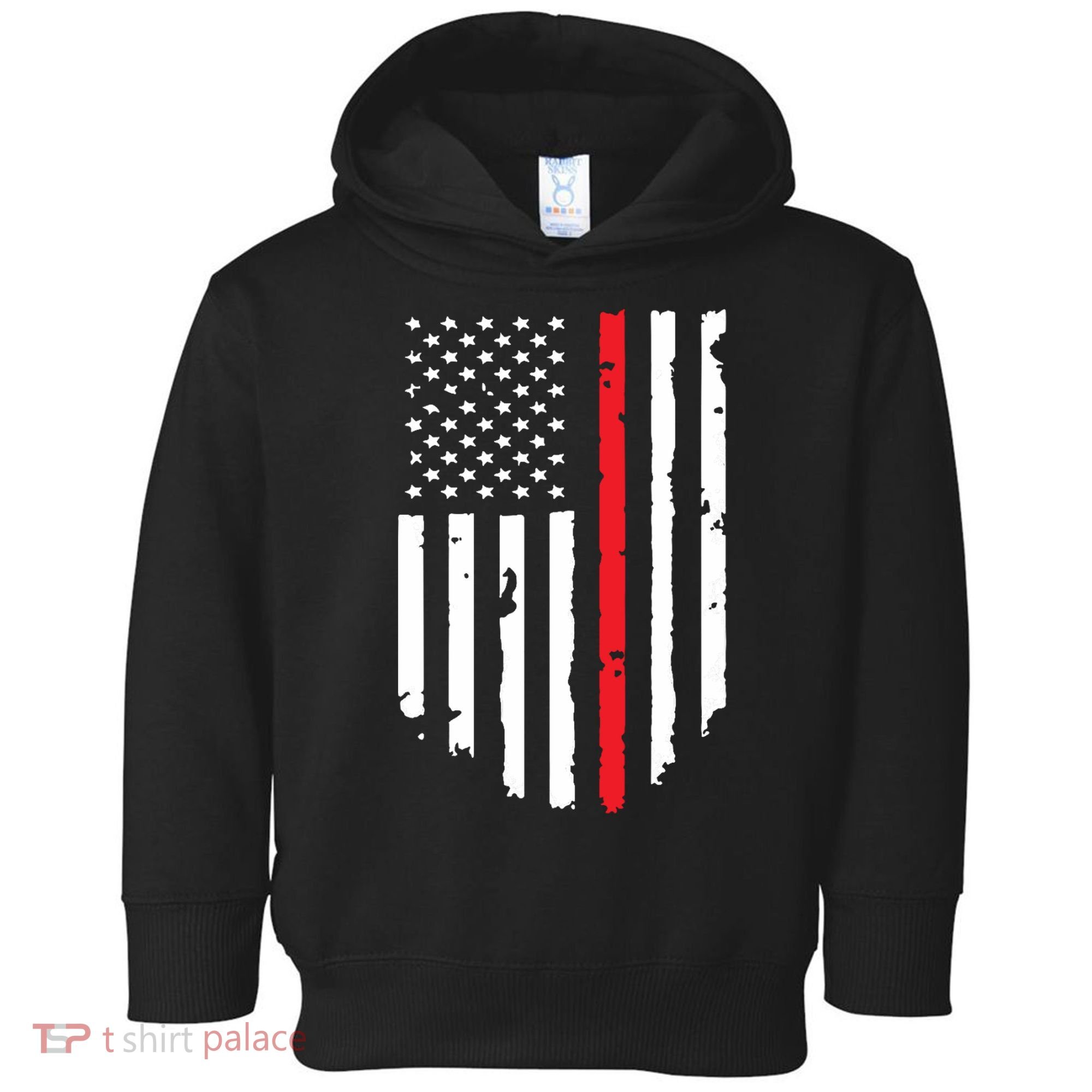 Thin Line Red American USA Flag Shirts Pocket Firefighter Tee Toddler Hoodie