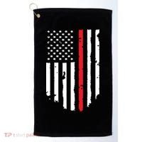 Thin Line Red American USA Flag Shirts Pocket Firefighter Tee Golf Towel thumb 0