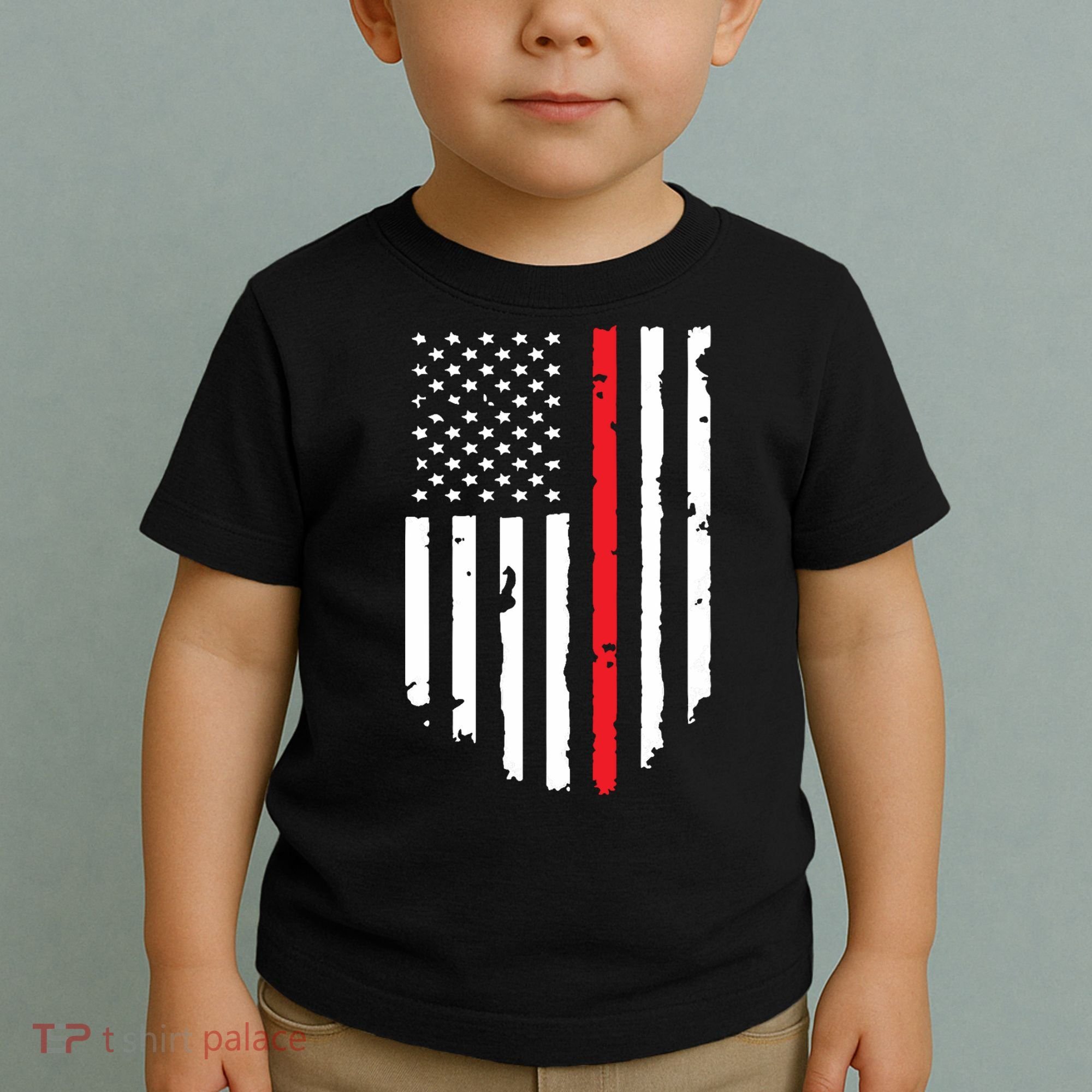 Thin Line Red American USA Flag Shirts Pocket Firefighter Tee Toddler T-Shirt