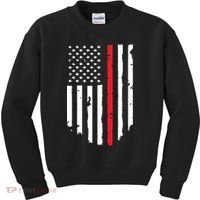 Thin Line Red American USA Flag Shirts Pocket Firefighter Tee Kids Sweatshirt thumb 0