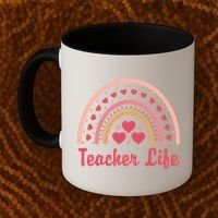 Teacher Life Rainbow Valentines Day Gift Coffee Mug thumb 2