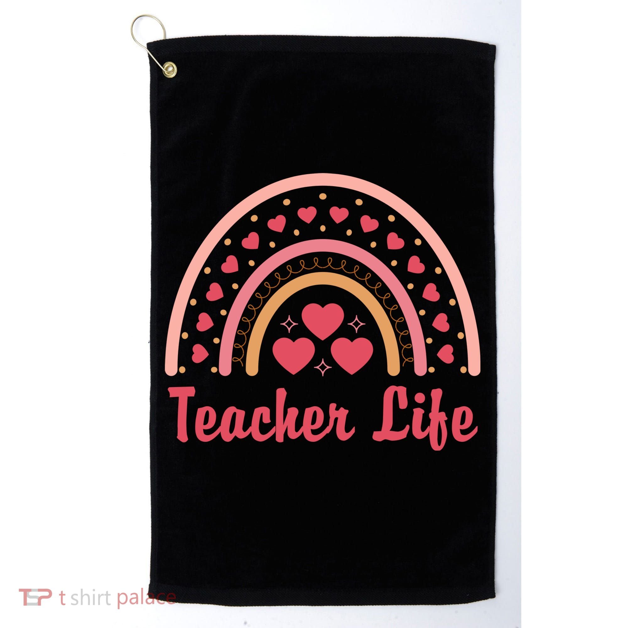 Teacher Life Rainbow Valentines Day Gift Golf Towel