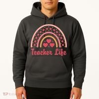 Teacher Life Rainbow Valentines Day Gift Hoodie thumb 2