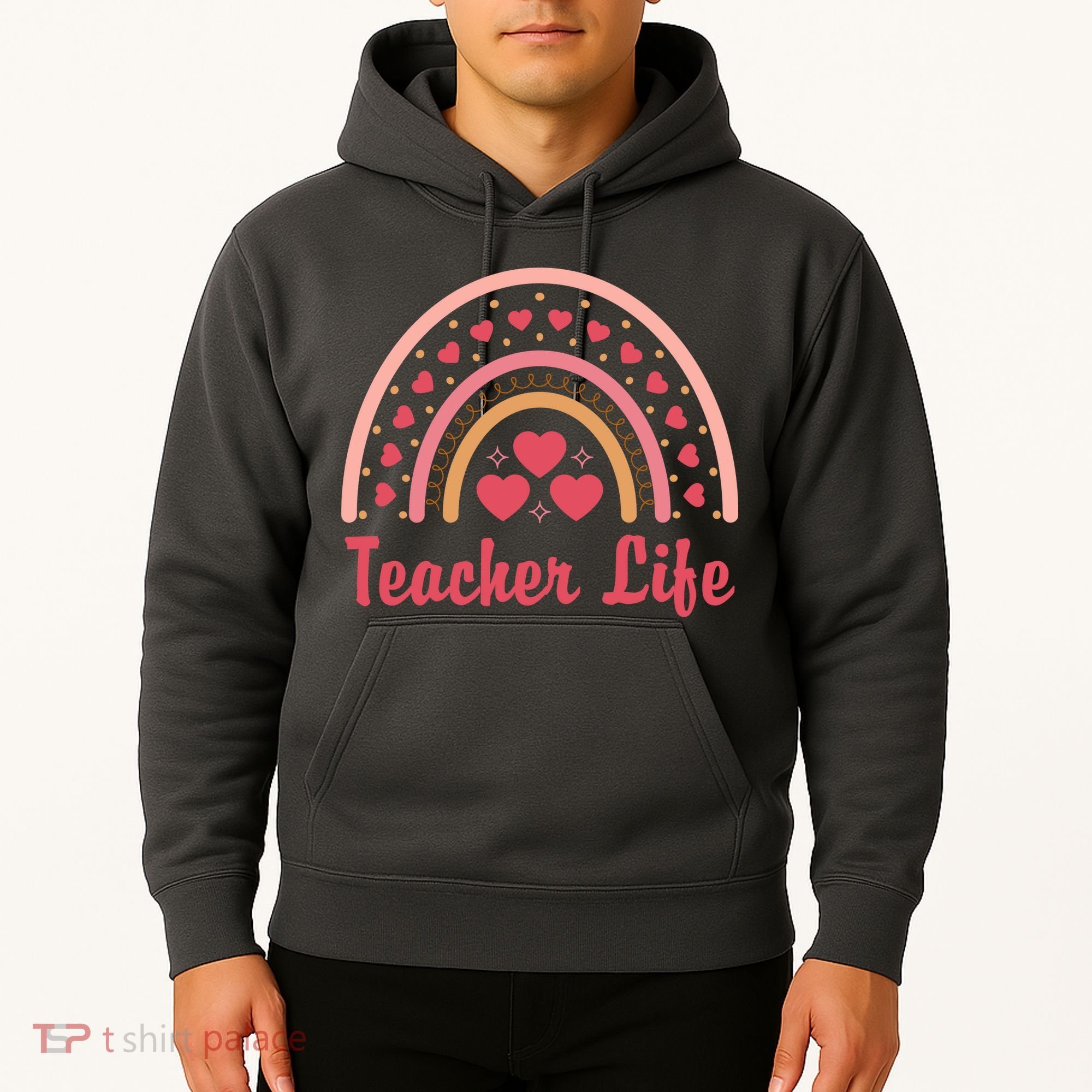 Teacher Life Rainbow Valentines Day Gift Hoodie