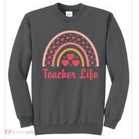 Teacher Life Rainbow Valentines Day Gift Sweatshirt thumb 0