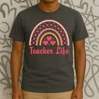 Teacher Life Rainbow Valentines Day Gift T-Shirt thumb 3