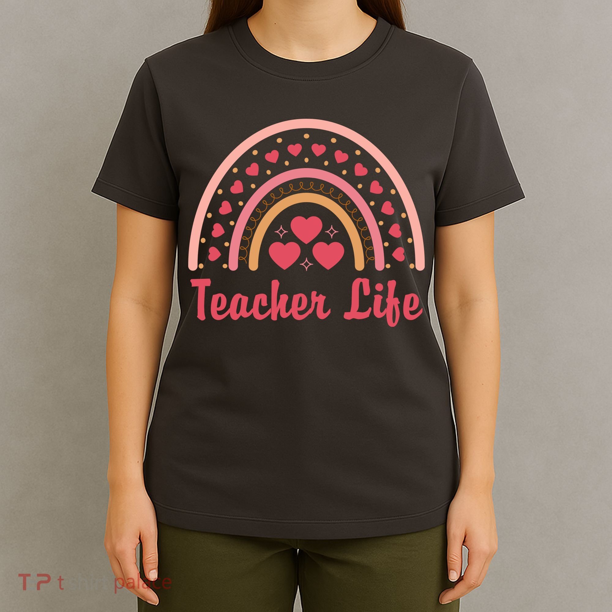 Teacher Life Rainbow Valentines Day Gift T-Shirt