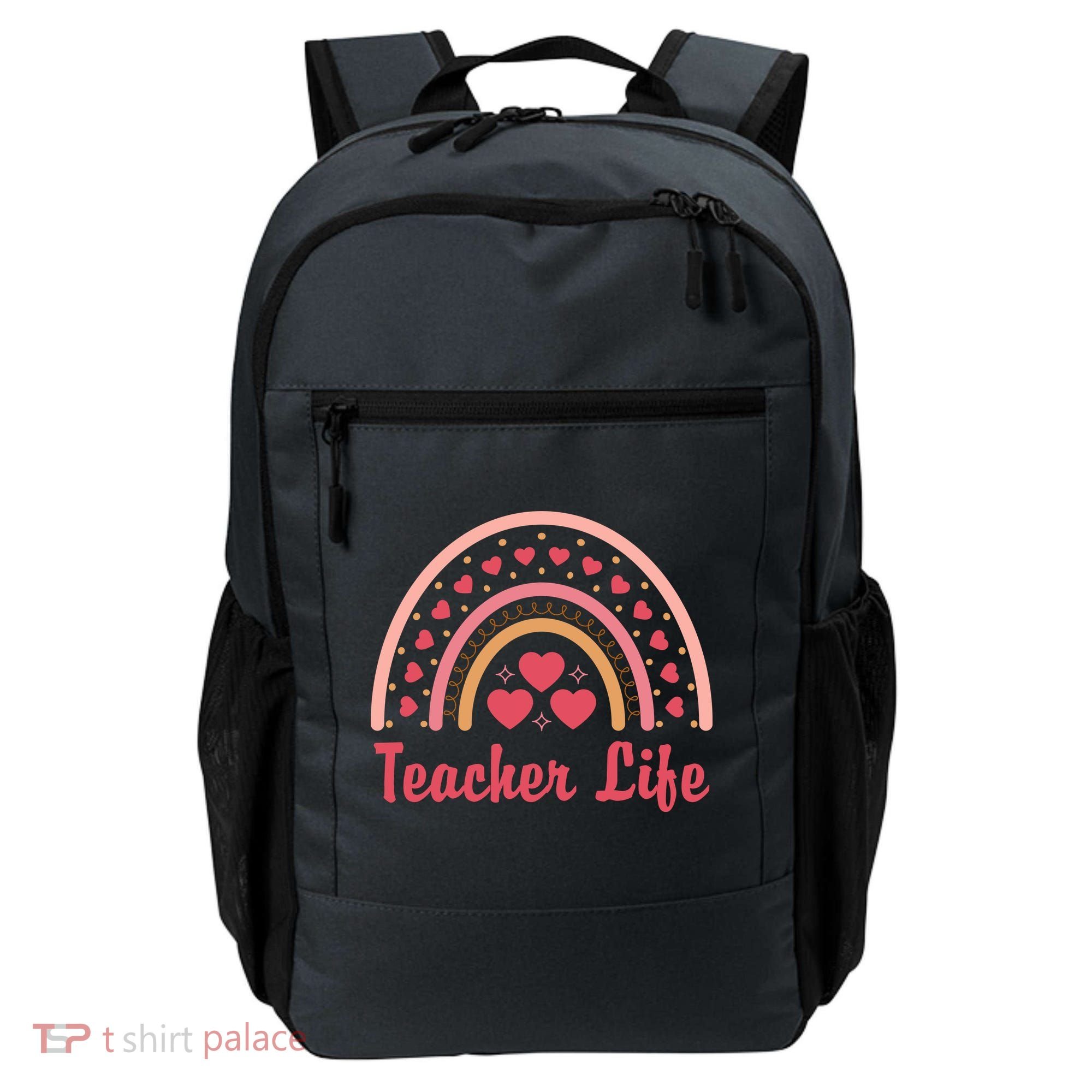 Teacher Life Rainbow Valentines Day Gift Backpack
