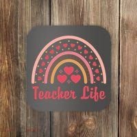 Teacher Life Rainbow Valentines Day Gift Coaster thumb 0