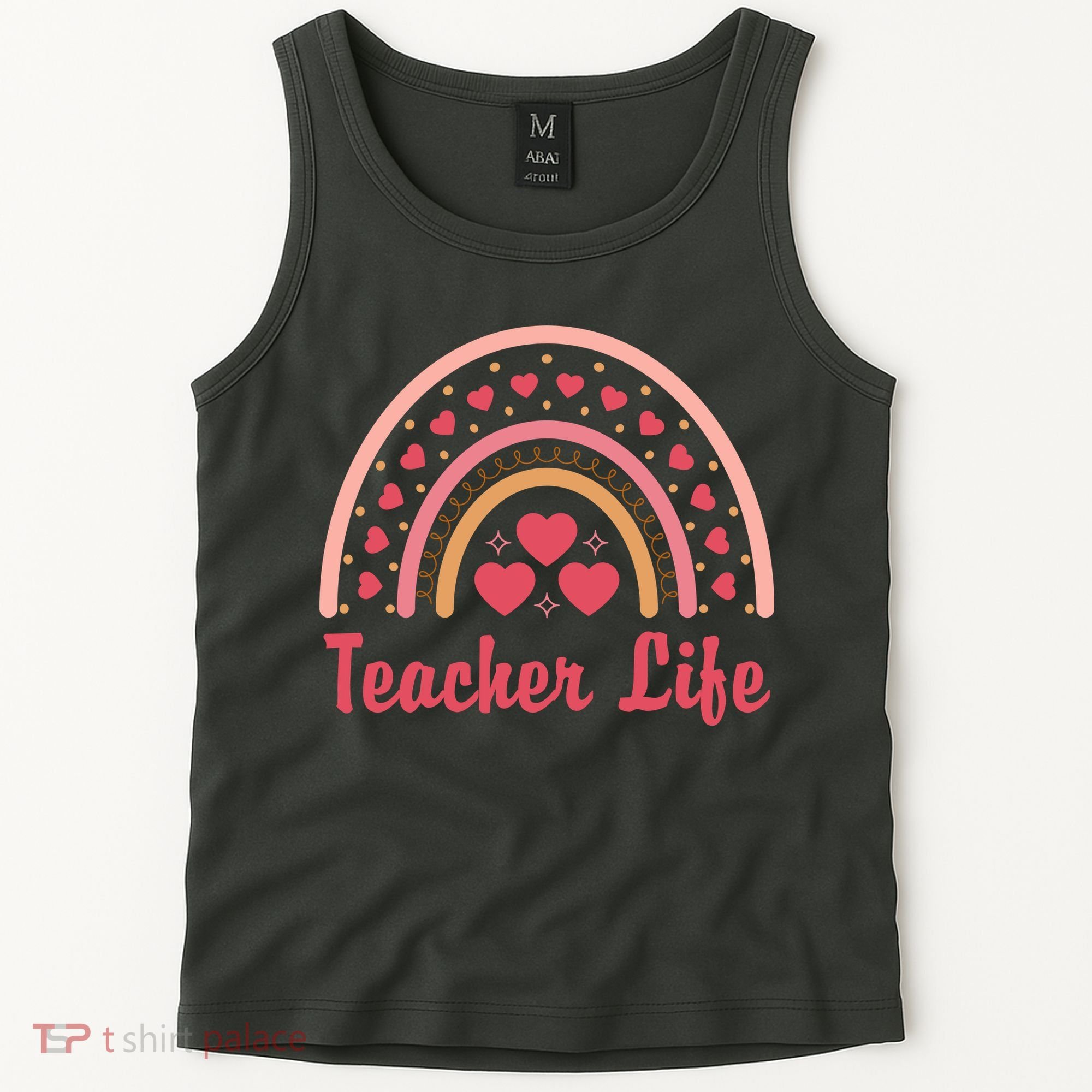 Teacher Life Rainbow Valentines Day Gift Tank Top