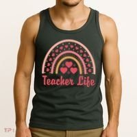 Teacher Life Rainbow Valentines Day Gift Tank Top thumb 3