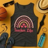 Teacher Life Rainbow Valentines Day Gift Tank Top thumb 4