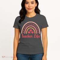 Teacher Life Rainbow Valentines Day Gift Women's T-Shirt thumb 4