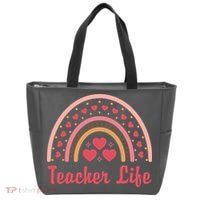 Teacher Life Rainbow Valentines Day Gift Tote Bag thumb 0