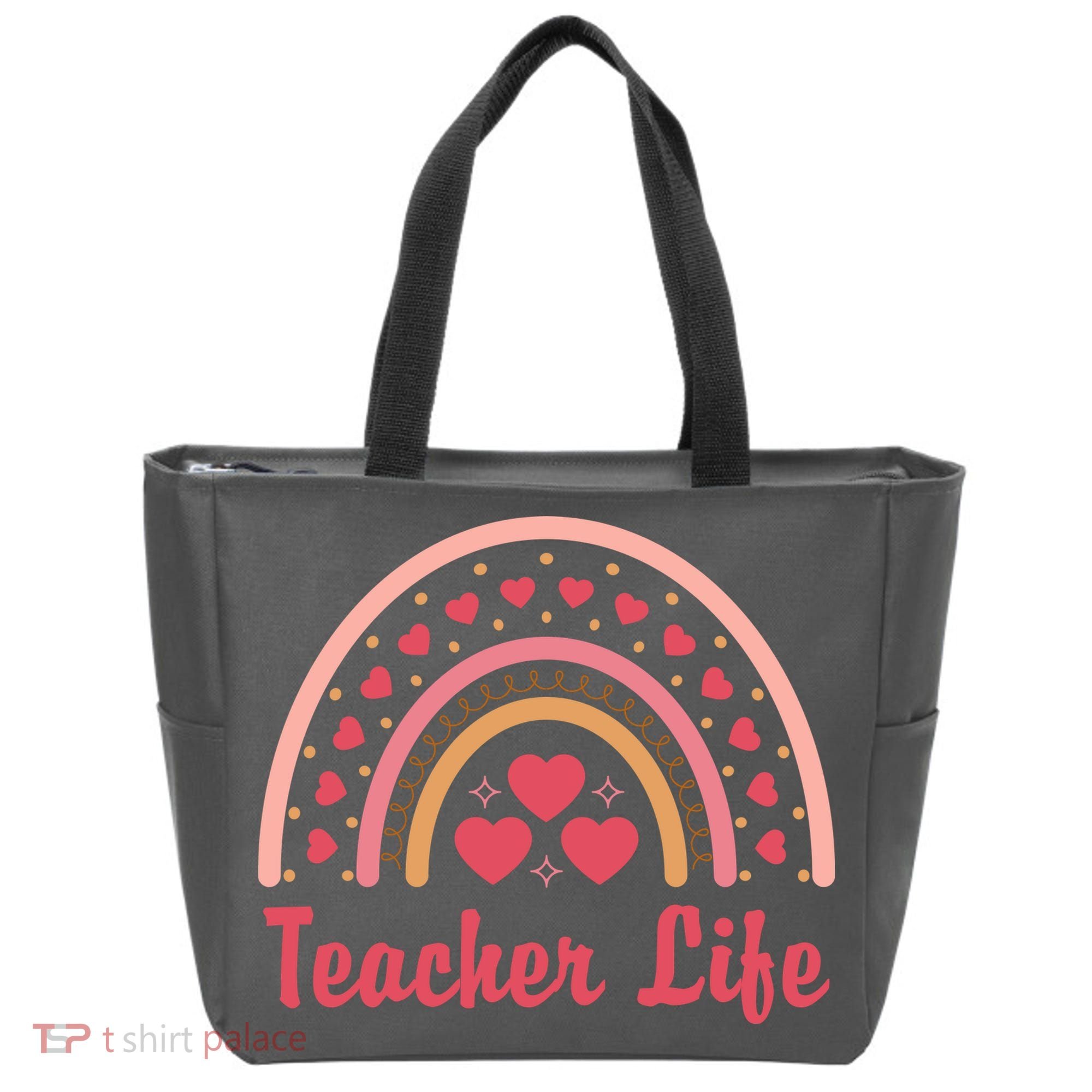 Teacher Life Rainbow Valentines Day Gift Tote Bag