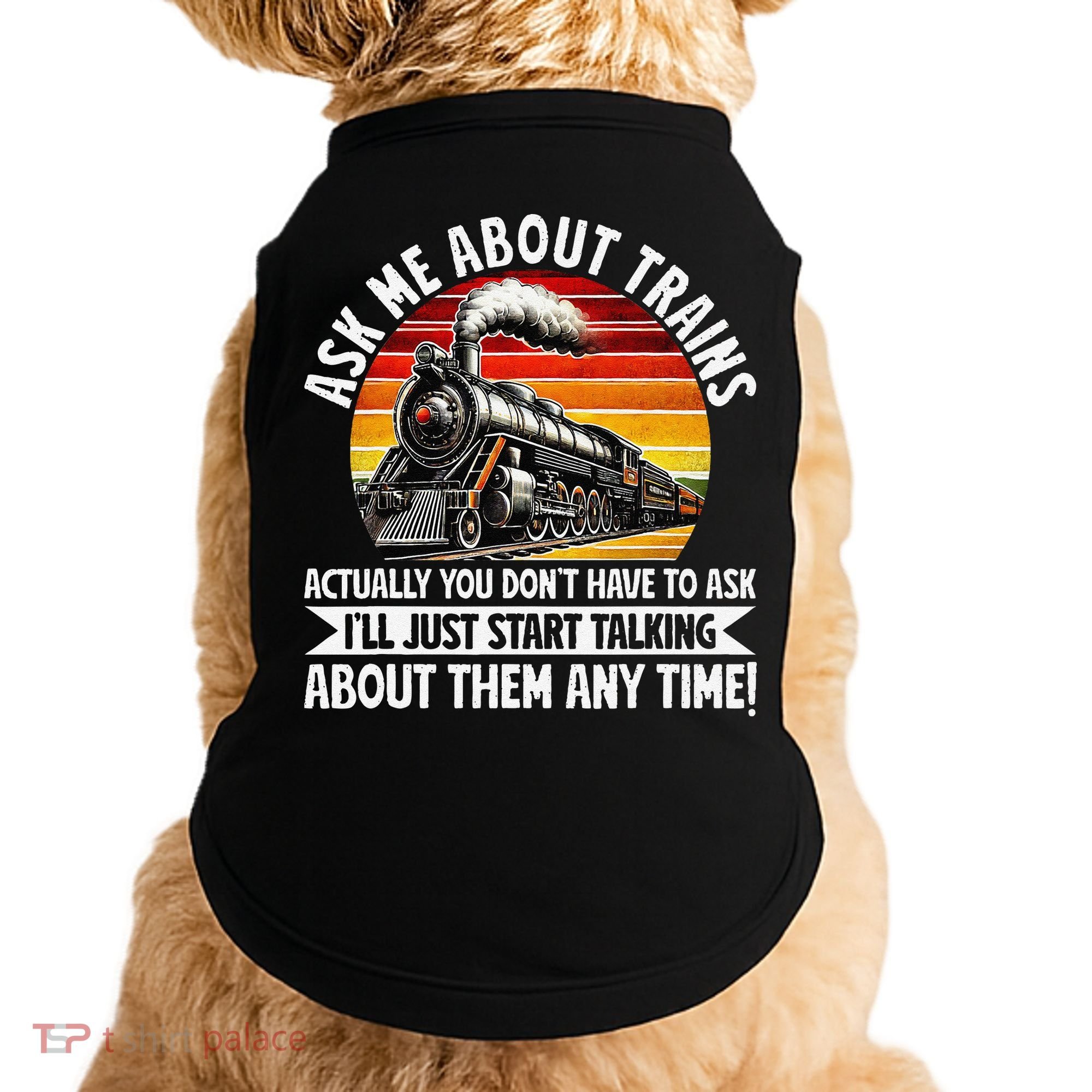 Train Locomotive Railway Conductor Train Engineer Retro Doggie Tank