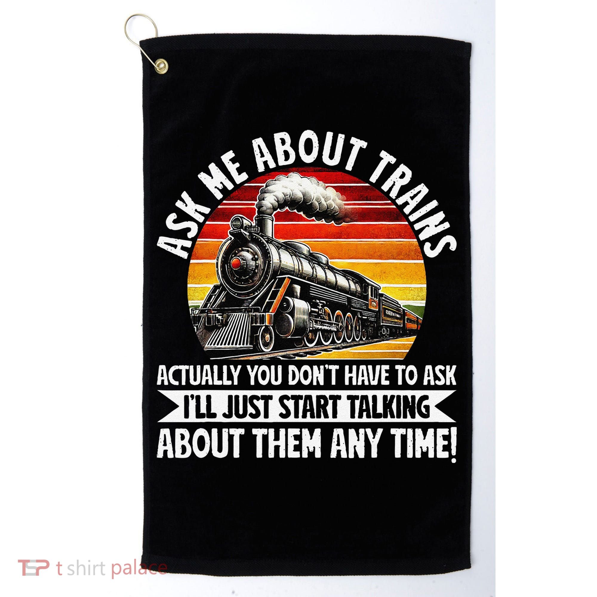Train Locomotive Railway Conductor Train Engineer Retro Golf Towel
