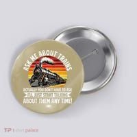Train Locomotive Railway Conductor Train Engineer Retro Button thumb 0