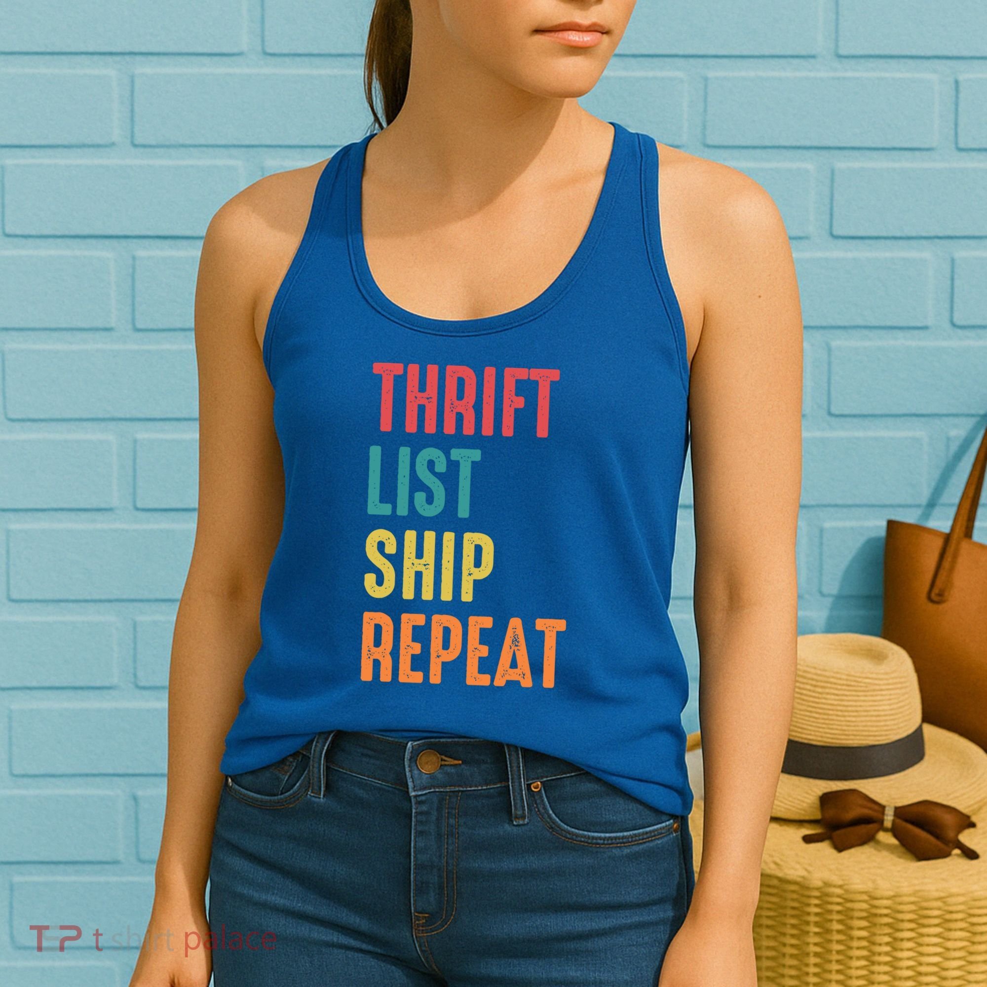 Thrift List Ship Repeat Funny Sourcing Reseller Gift Women's Tank Top