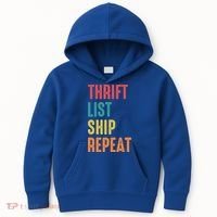 Thrift List Ship Repeat Funny Sourcing Reseller Gift Kids Hoodie thumb 0