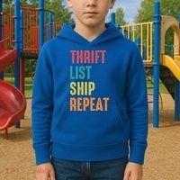 Thrift List Ship Repeat Funny Sourcing Reseller Gift Kids Hoodie thumb 2