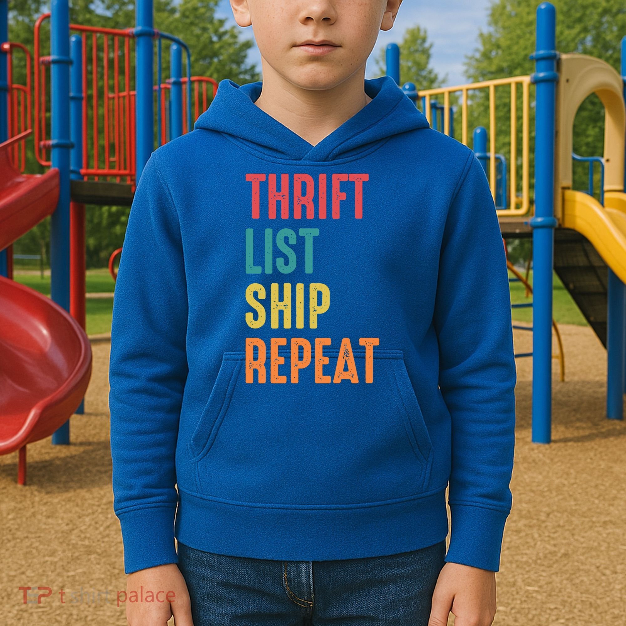 Thrift List Ship Repeat Funny Sourcing Reseller Gift Kids Hoodie
