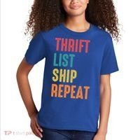 Thrift List Ship Repeat Funny Sourcing Reseller Gift Kids T-Shirt thumb 2
