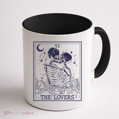 The Lovers Skeleton Tarot Card VI Vintage Halloween Coffee Mug back