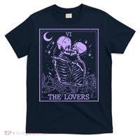 The Lovers Skeleton Tarot Card VI Vintage Halloween T-Shirt thumb 0