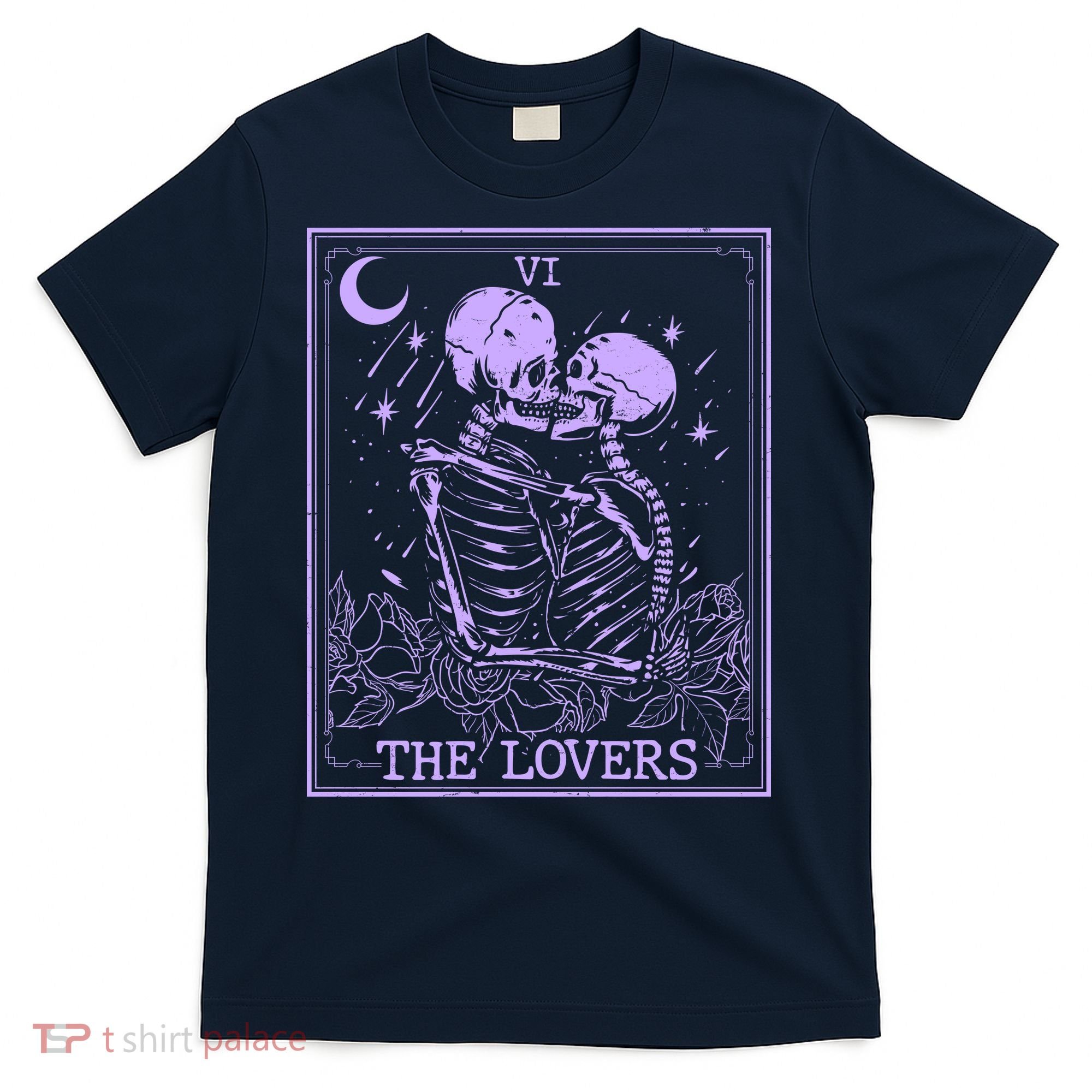 The Lovers Skeleton Tarot Card VI Vintage Halloween T-Shirt