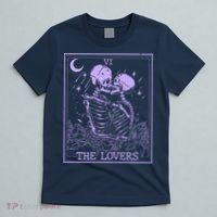 The Lovers Skeleton Tarot Card VI Vintage Halloween T-Shirt thumb 5