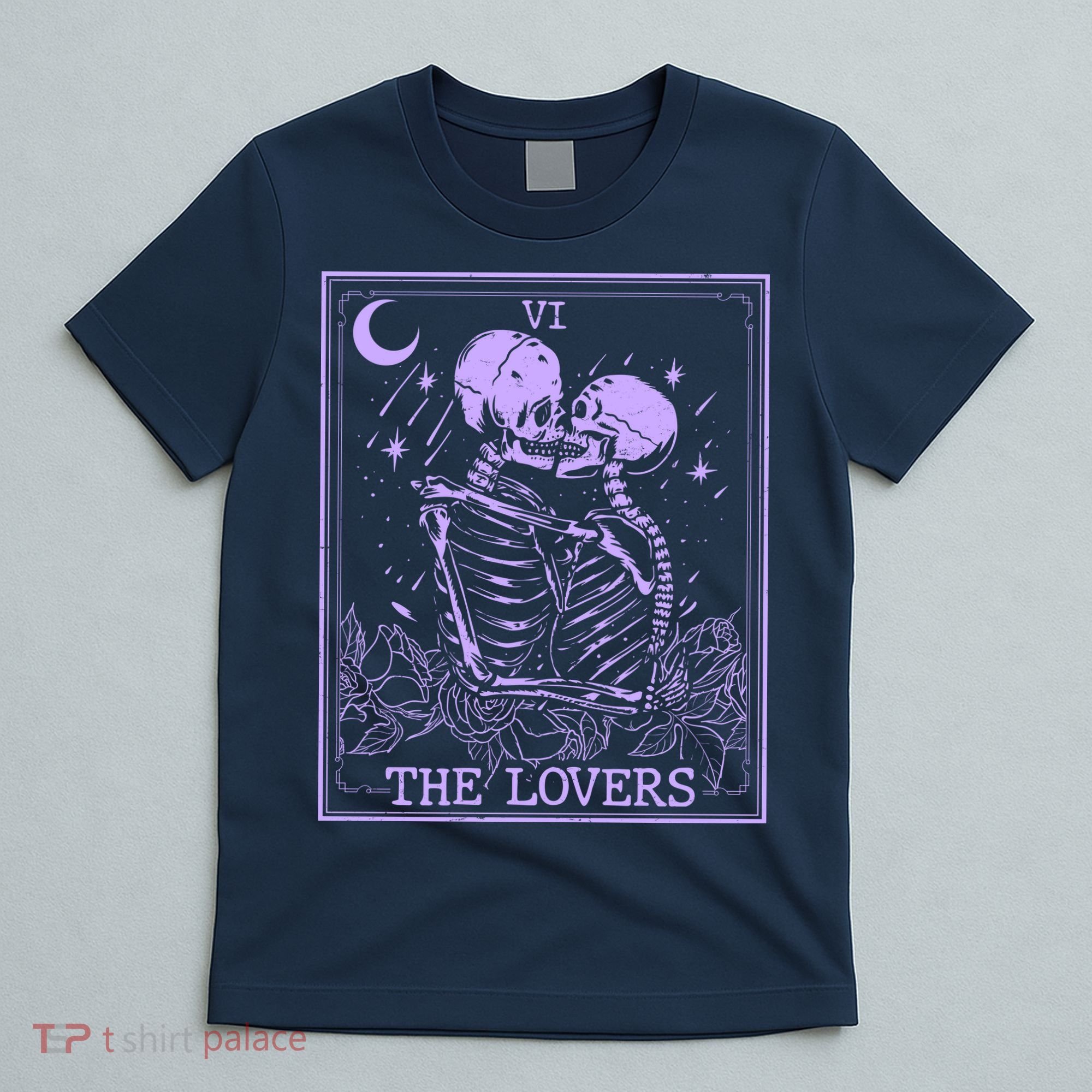 The Lovers Skeleton Tarot Card VI Vintage Halloween T-Shirt