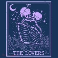 The Lovers Skeleton Tarot Card VI Vintage Halloween T-Shirt thumb 7
