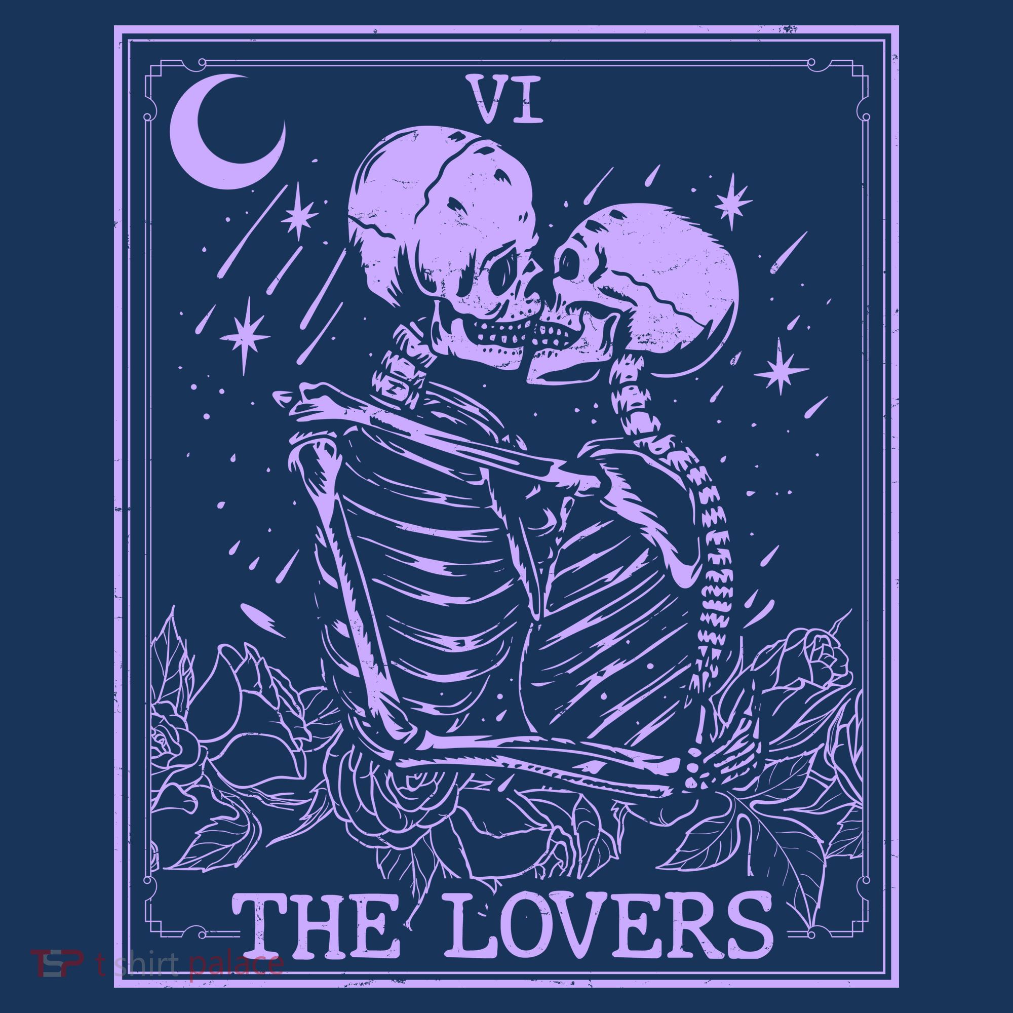 The Lovers Skeleton Tarot Card VI Vintage Halloween T-Shirt