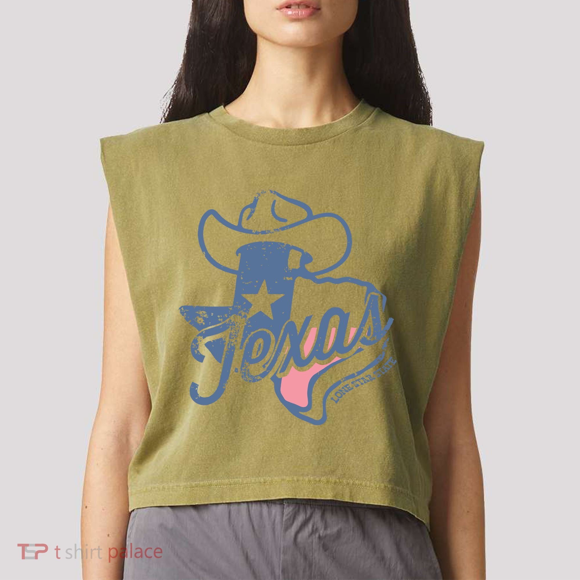 Texas Lone Star State Garment-Dyed Women's Muscle Tee