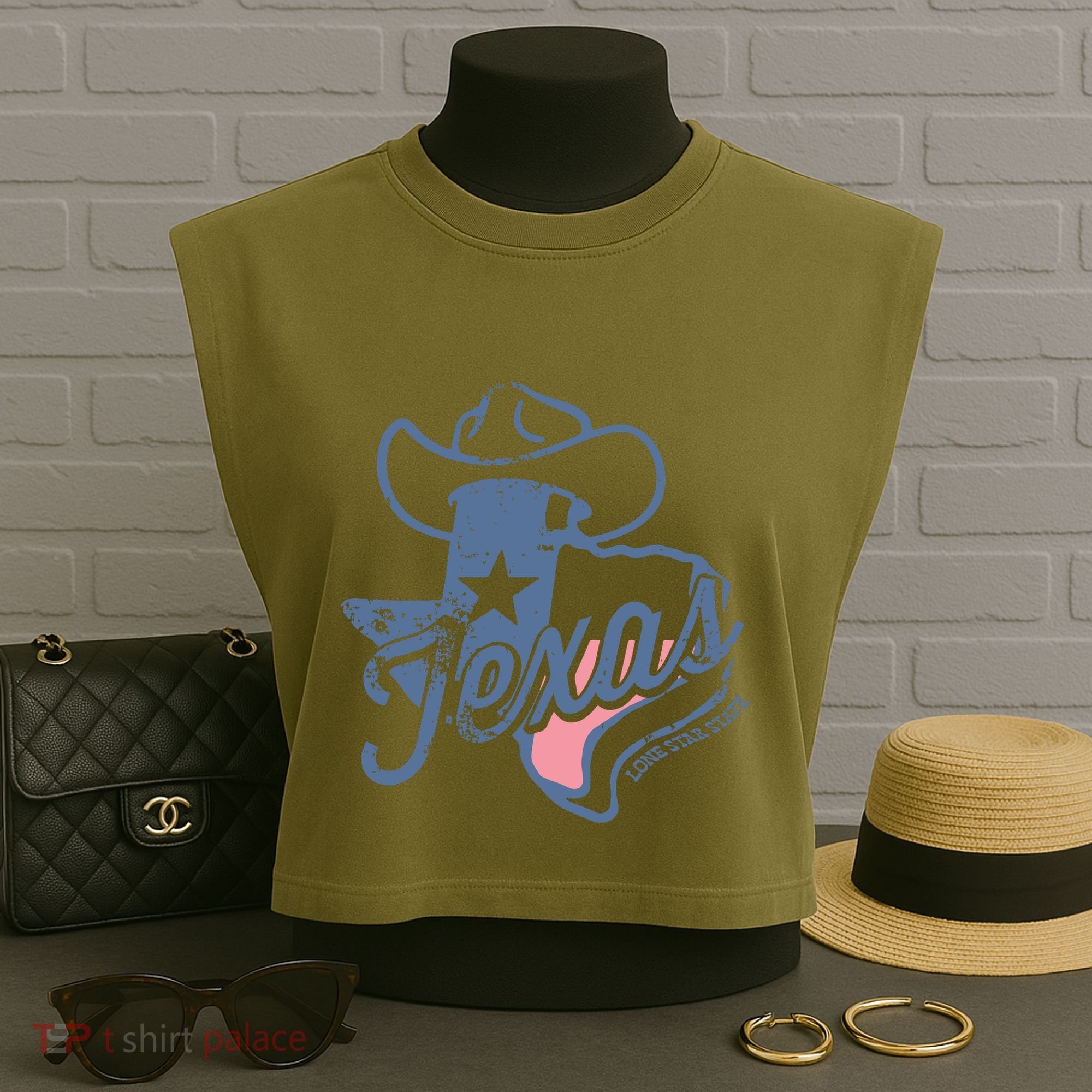 Texas Lone Star State Garment-Dyed Women's Muscle Tee